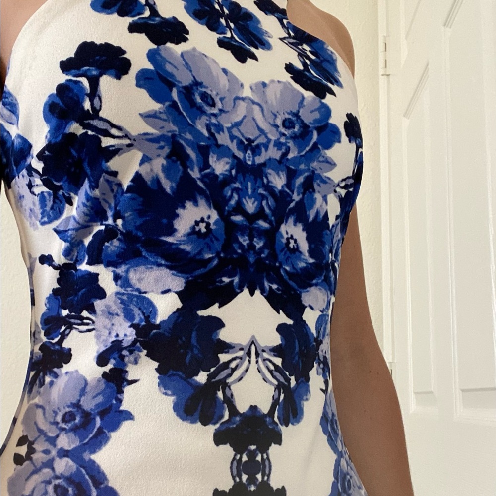 Blue and white floral dress